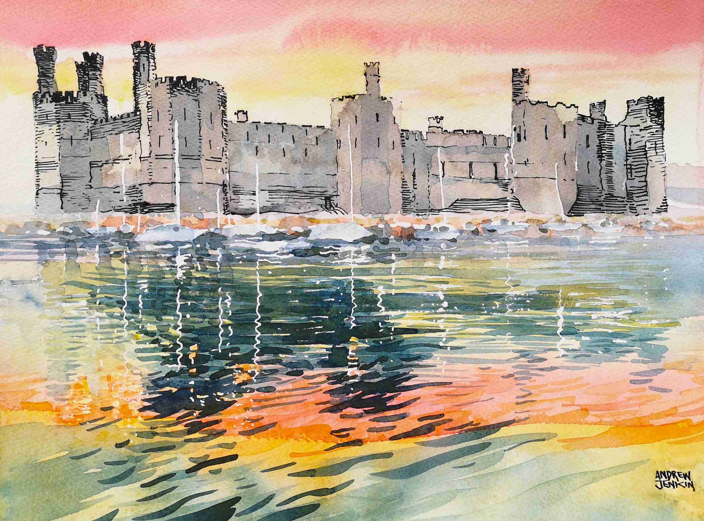 Caernarfon Castle Dawn by Andrew Jenkin