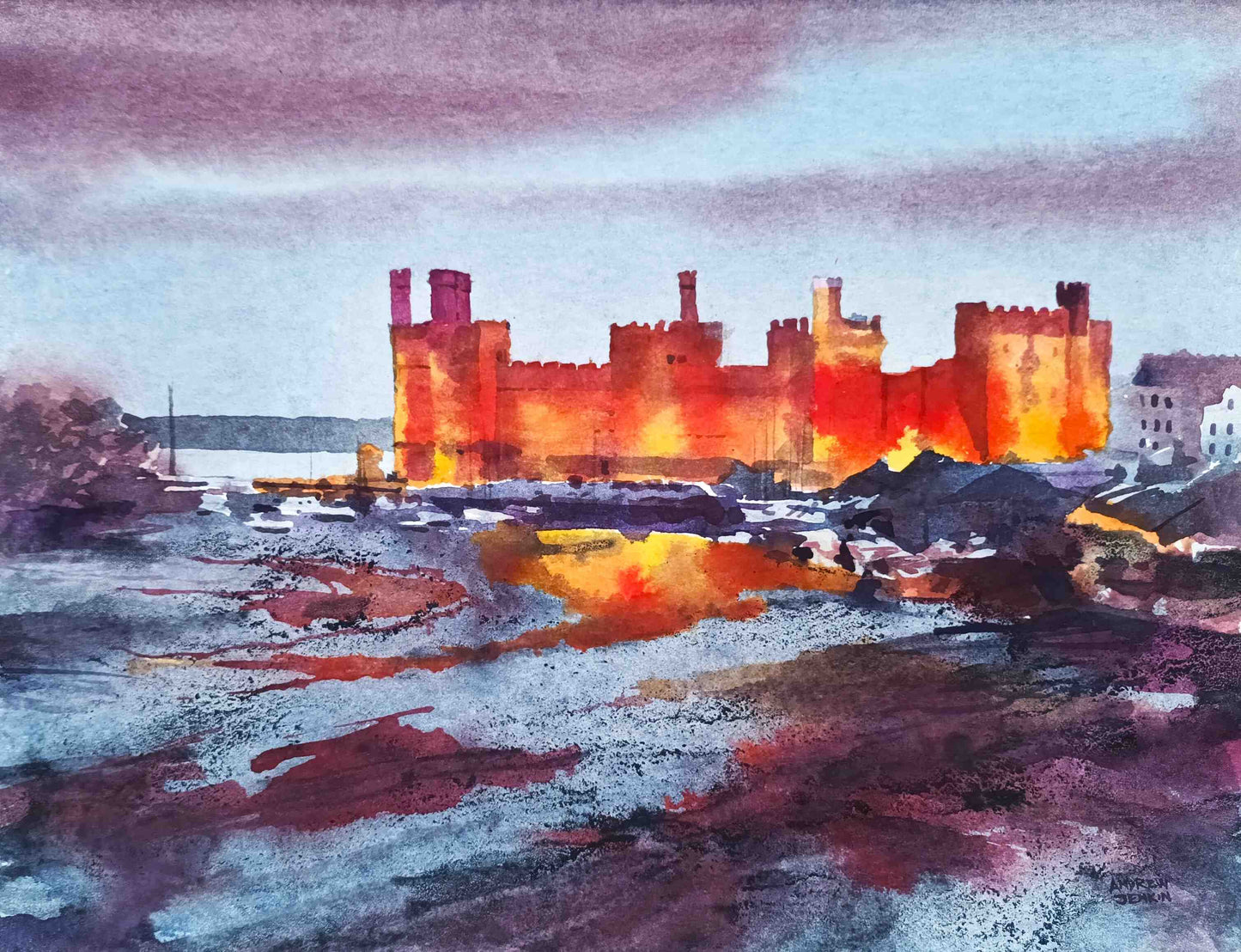 Caernarfon Castle Evening by Andrew Jenkin